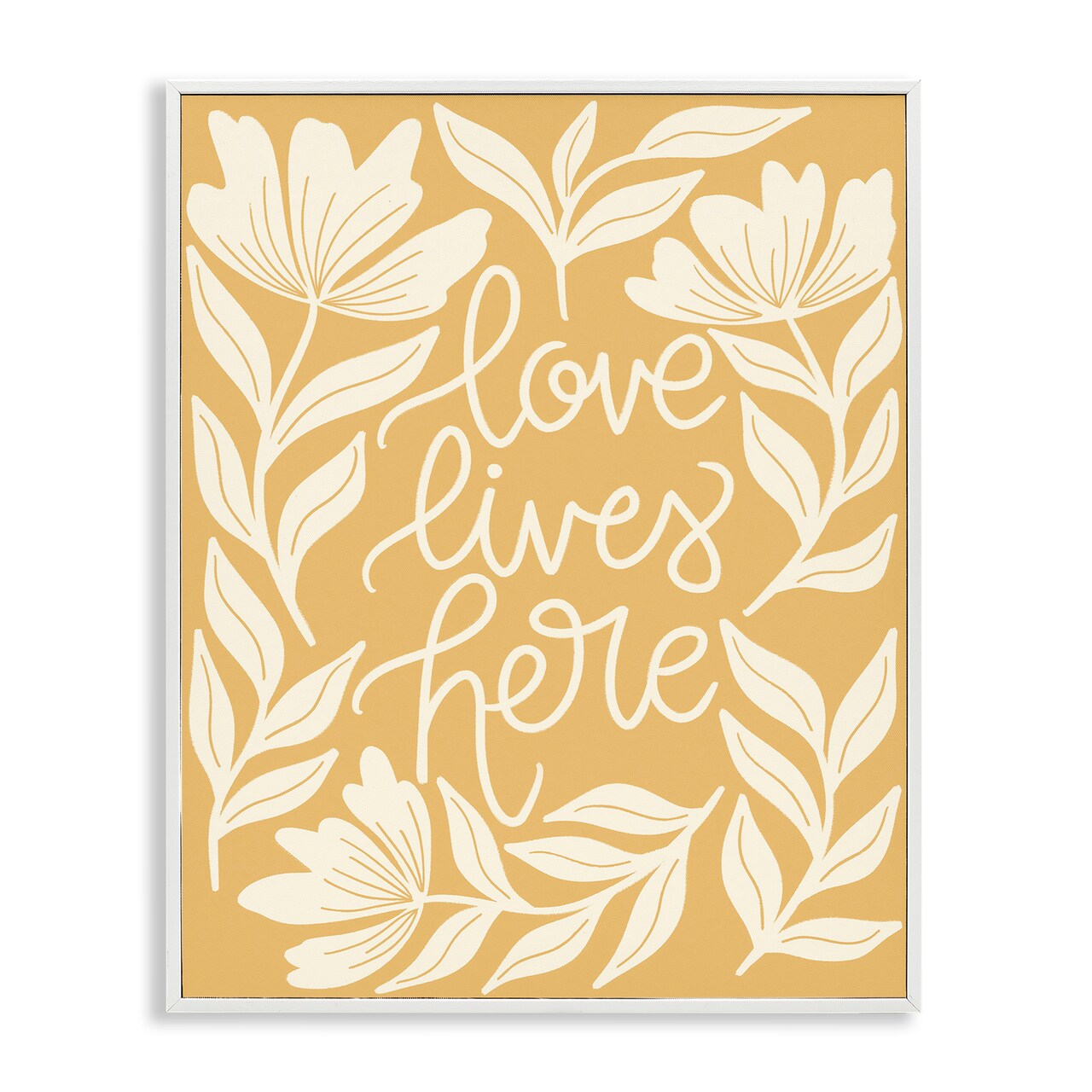 Stupell Industries Love Lives Here Yellow Florals Framed Giclee By Taylor Shannon Designs
